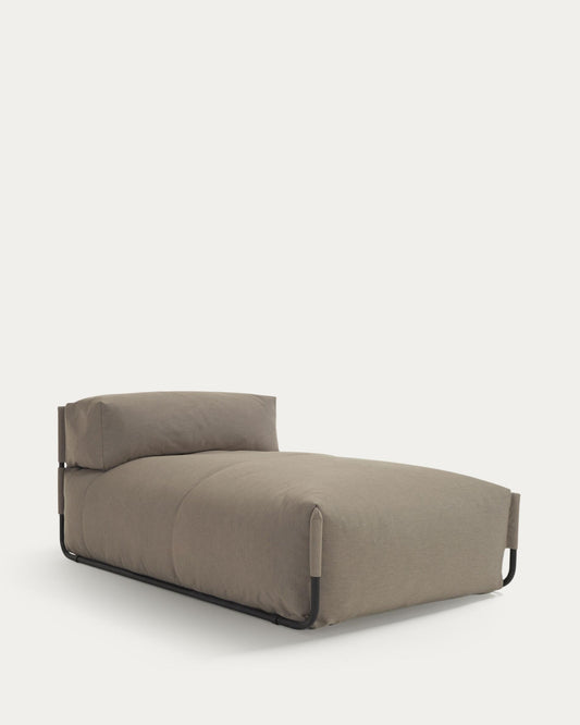 Square lounge chair with backrest in green color with black aluminum, 165 x 101 cm