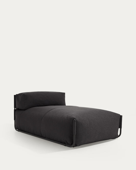 Square lounge chair with backrest in dark gray with black aluminum, 165 x 101 cm