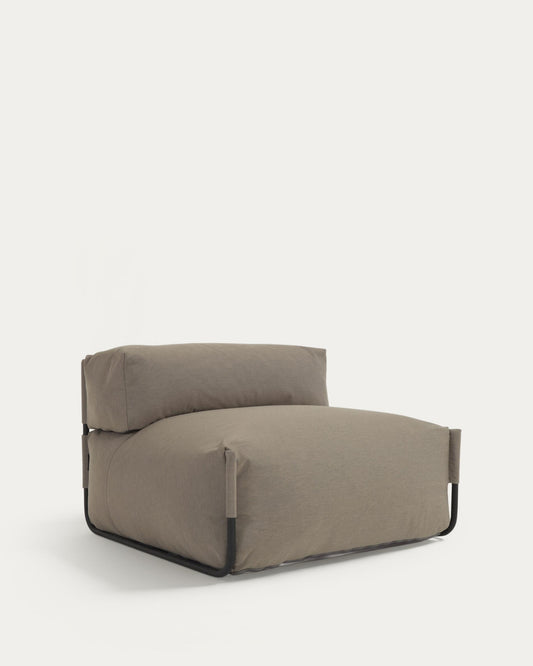 Square modular 100% outdoor sofa with backrest, green with black aluminum, 101x101cm