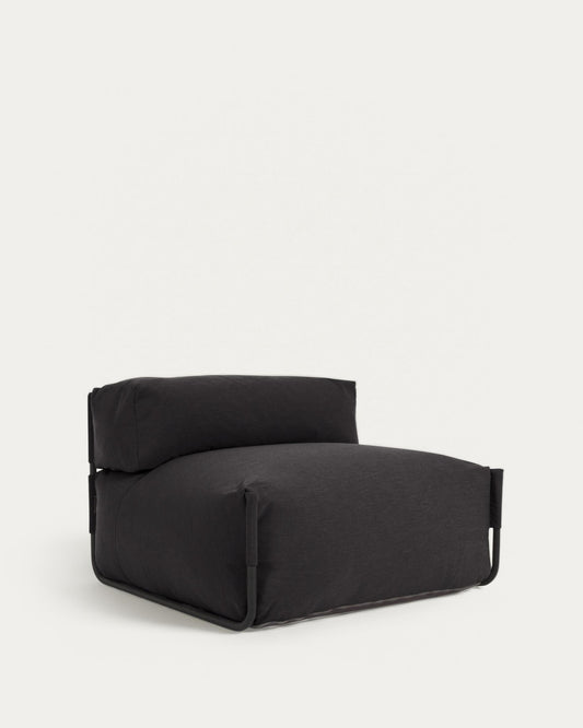 Square modular 100% outdoor sofa with backrest, dark gray, black aluminum, 101x101cm