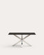 Argo table made of matte black glass and stainless steel legs 160 x 90 cm