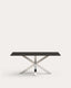 Argo table made of matte black glass and stainless steel legs 180 x 100 cm