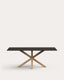 Argo table with black glass and steel legs with wood finish 200 x 100 cm