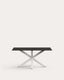 Argo table in matte black glass and steel legs with black finish 160 x 90 cm