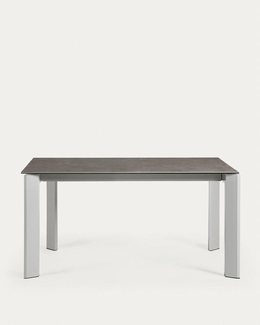 Axis Ceramic Extendable Table with Vulcano Ceniza Finish and Gray Steel Legs 160 (220) cm