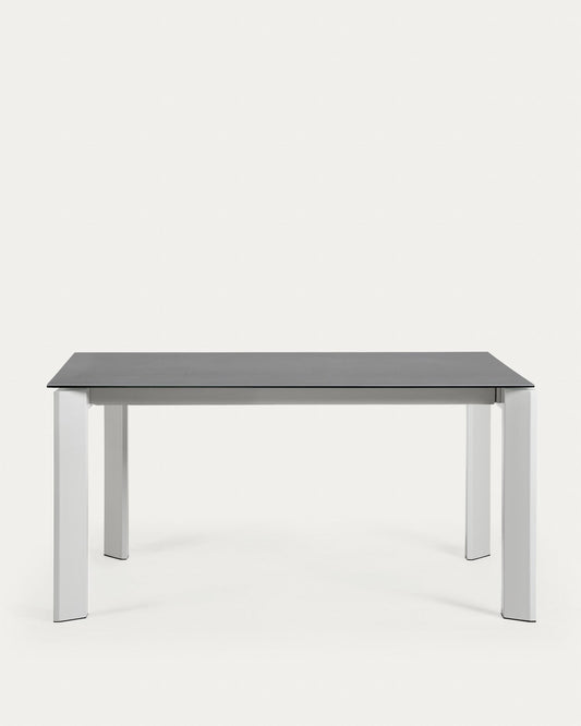 Axis porcelain pull-out table in Volcano Rock finish with gray legs 160 (220) cm