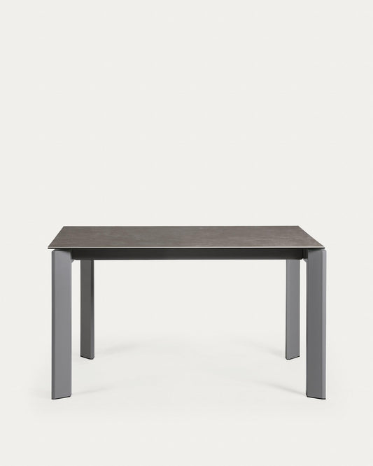 Axis porcelain pull-out table in anthracite steel legs 140(200)cm volcanic ash finish