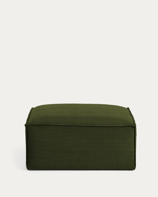 Block footrest in green wide corduroy, 90 x 74 cm FSC Mix Credit