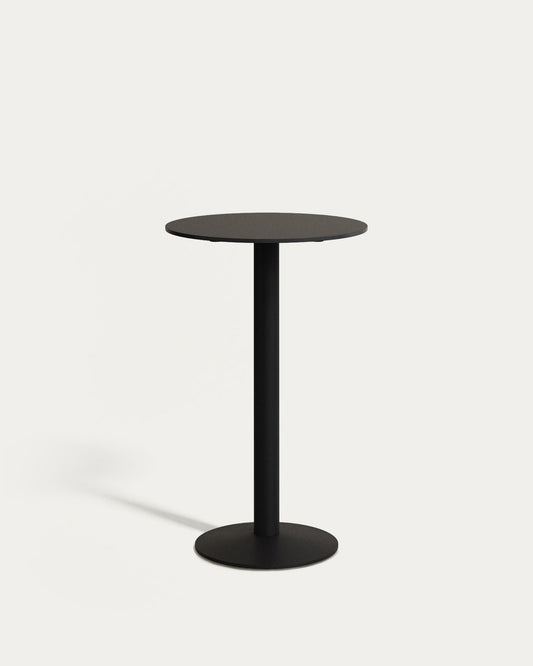Esilda high round outdoor table in black with metal leg in a painted black finish, Ø 60 x 96 cm