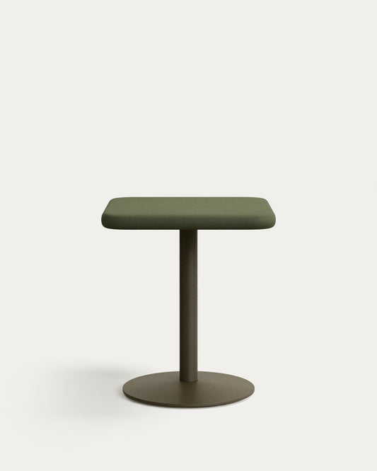 Esilda outdoor table with green cement board 70x70cm and green steel base Ø55x72cm