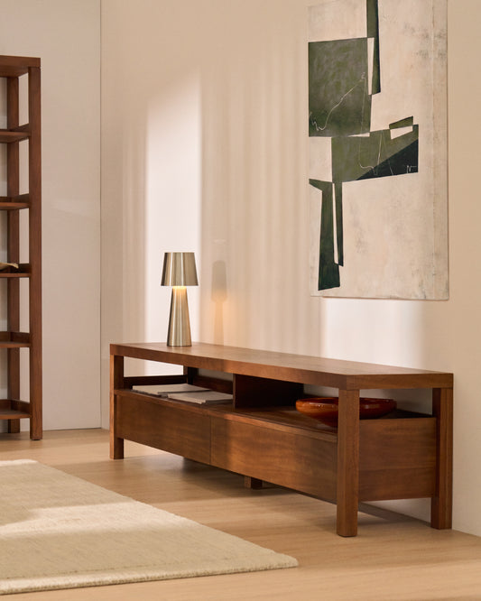 TV komoda Norani od masivnog drveta akacije sa furnirom od akacije 200 x 50 cm