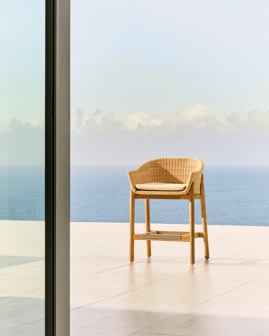 Galea chair made of FSC 100% solid teak wood and synthetic rattan 65cm