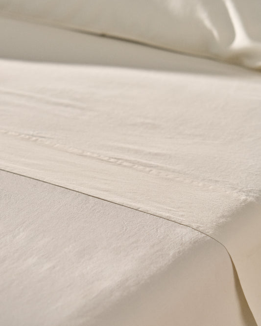 Gornja čaršav Sirale 100% pamuk saten, opran finiš, bela za krevet 90 cm