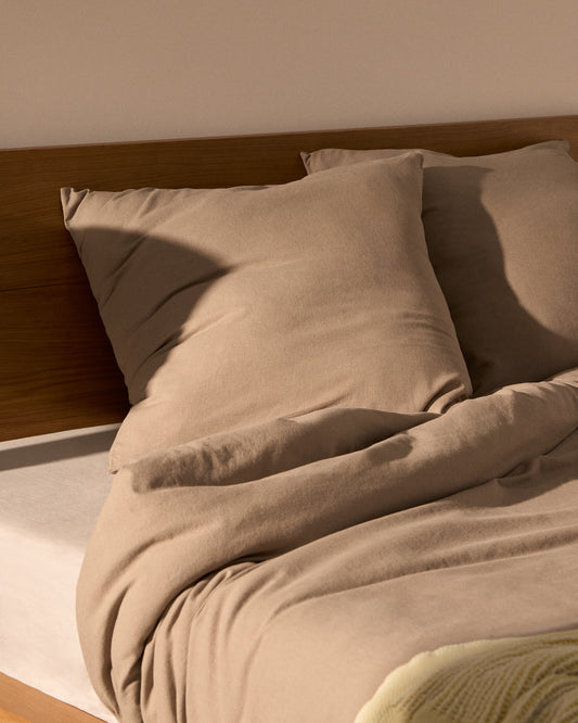 Simmel set od 2 jastučnice od mješavine lana, braon, 65 x 65 cm