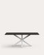 Argo table in matte black glass and steel legs with black finish 200 x 100 cm
