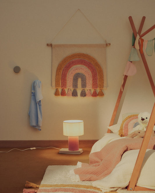 Bianella floor lamp made of cotton and pink velvet