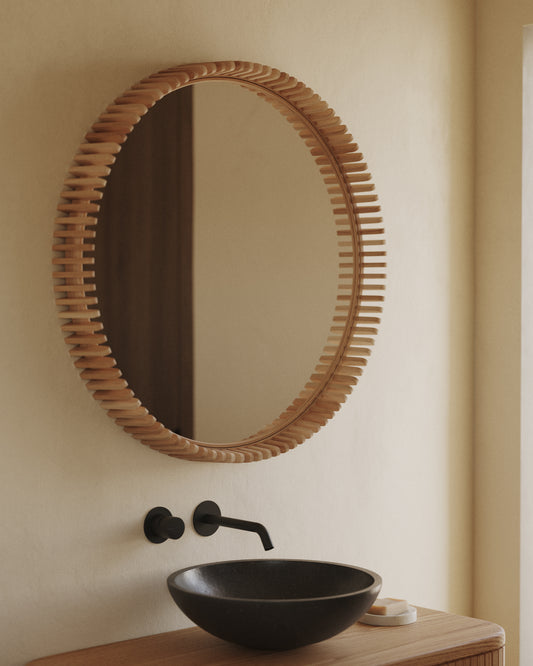 Polka teak mirror Ø 80 cm