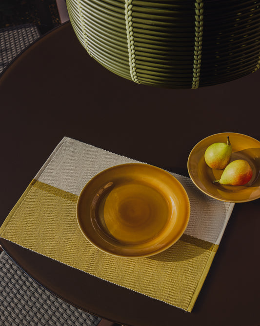 Tari set of 2 individual placemats 100% cotton, yellow 35 x 50 cm