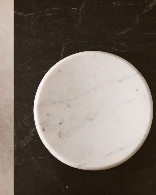 Obena white marble tray Ø 25 cm