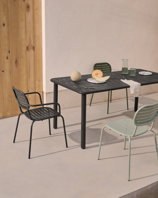 Brai outdoor table in dark gray galvanized steel 180 x 90cm