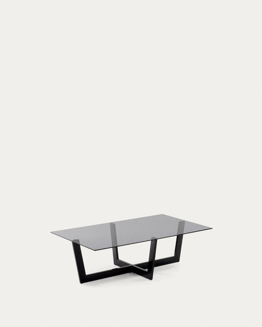 Plam coffee table made of black glass 120 x 70 cm