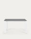 Axis porcelain pull-out table in Volcano Rock finish with white steel legs 140 (200) cm