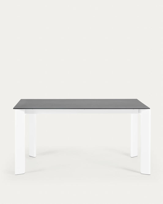 Axis porcelain pull-out table in Volcano Rock finish with white legs 160 (220) cm
