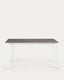 Extendable ceramic table in Vulcano Ceniza finish, white steel legs 160 (220) cm