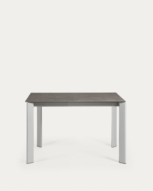 Axis Ceramic Extendable Table with Vulcano Ceniza Finish and Gray Steel Legs 120 (180) cm