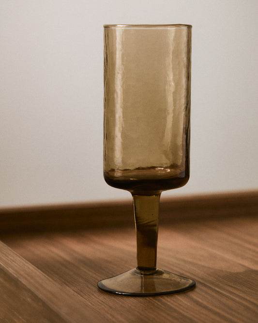 Abundant brown recycled glass wine glasses