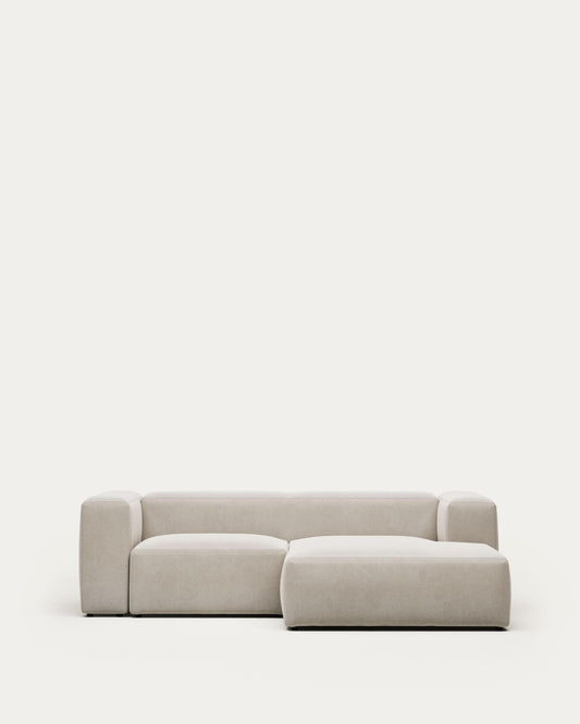 Block two-seater with chaise longue for the right hand in beige, 240 cm FSC Mix Credit