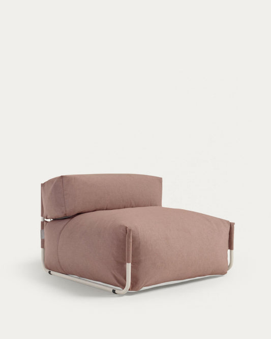 Square modular 100% outdoor sofa with backrest, terracotta, white aluminum 101x101cm
