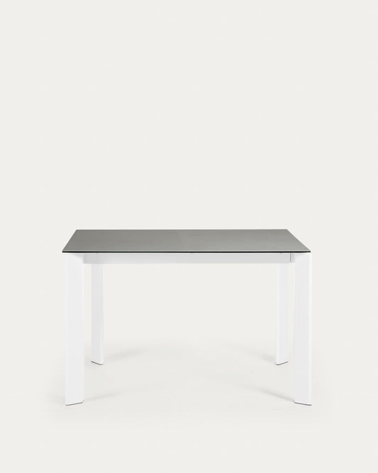 Axis Ceramic Extendable Table with Hidra Plomo Finish and White Steel Legs 120 (180) cm
