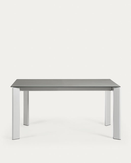 Axis porcelain pull-out table in Hydra Lead finish with gray legs 160 (220) cm