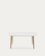 Oqui extendable oval table with an oak veneer and solid wood legs, Ø 160 (260) x 100 cm