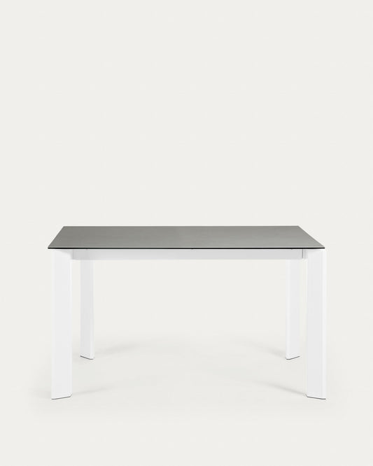 Axis porcelain pull-out table in Hydra Lead finish with white steel legs 140 (200) cm