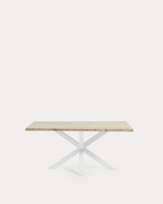 Argo table with oak veneer, bleached wood and white steel legs, 160 x 90 cm