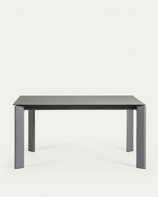 Axis porcelain extendable table in Hydra Lead finish with anthracite legs 160 (220) cm
