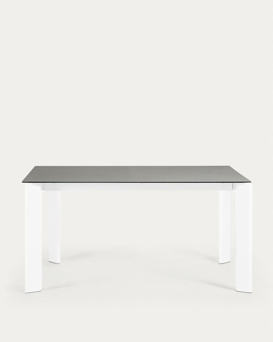 Axis porcelain pull-out table in Hydra Lead finish with white legs 160 (220) cm