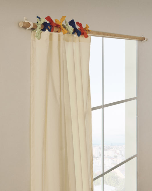 Zelda white cotton curtain 100% with multi-colored stripes, 135 x 270 cm