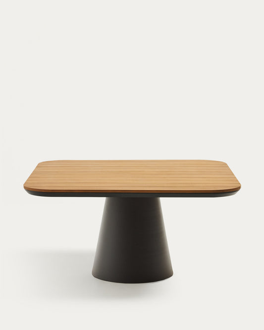 Tudons outdoor table in aluminium with a grey and teak finish, 148 x 148 cm FSC 100%