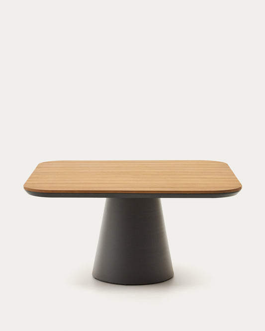 tudons spoljni sto od aluminijuma sa završnom obradom sive i tikovine, 148 x 148 cm FSC 100%