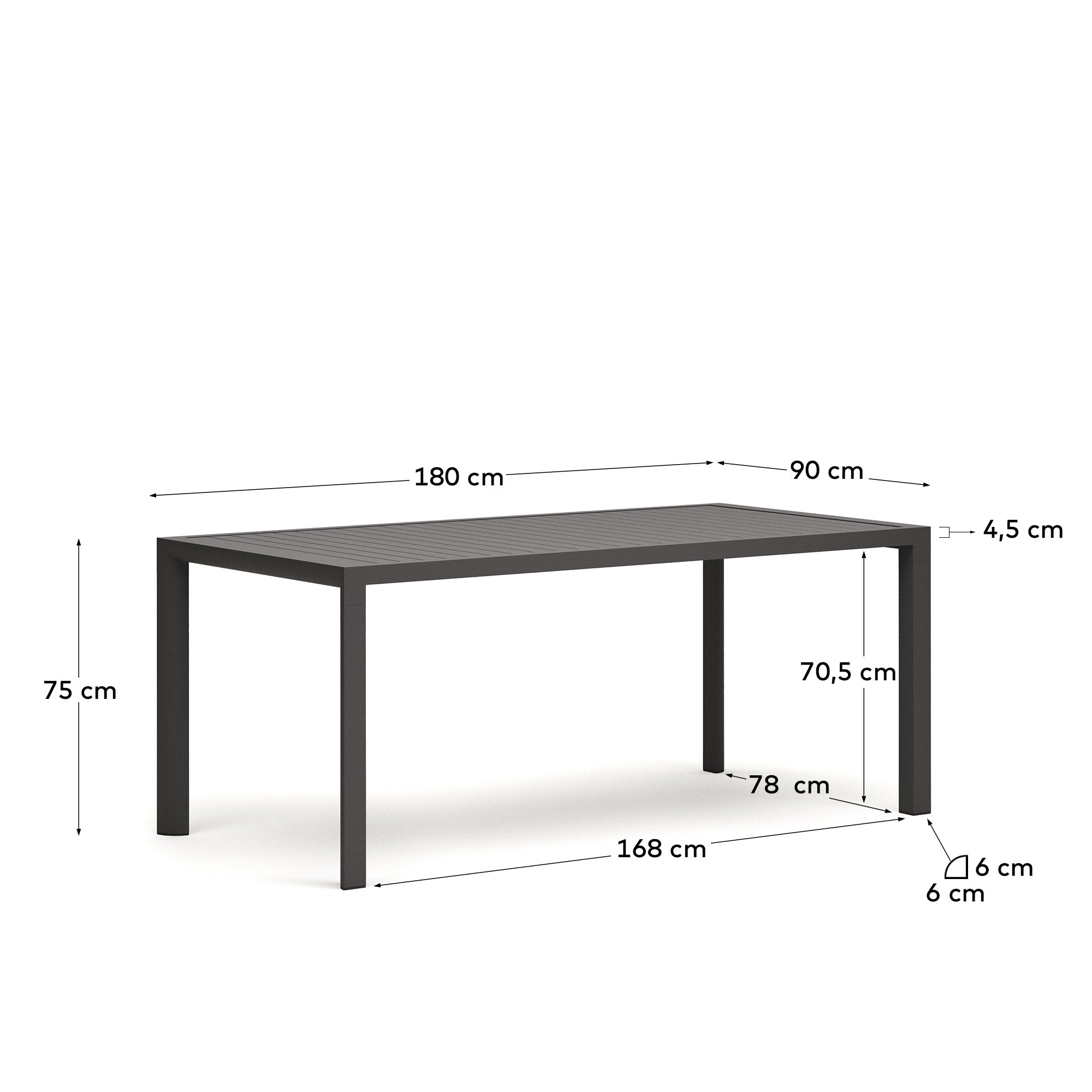 Culip aluminijumski spoljni sto u sivoj boji, 180 x 90 cm