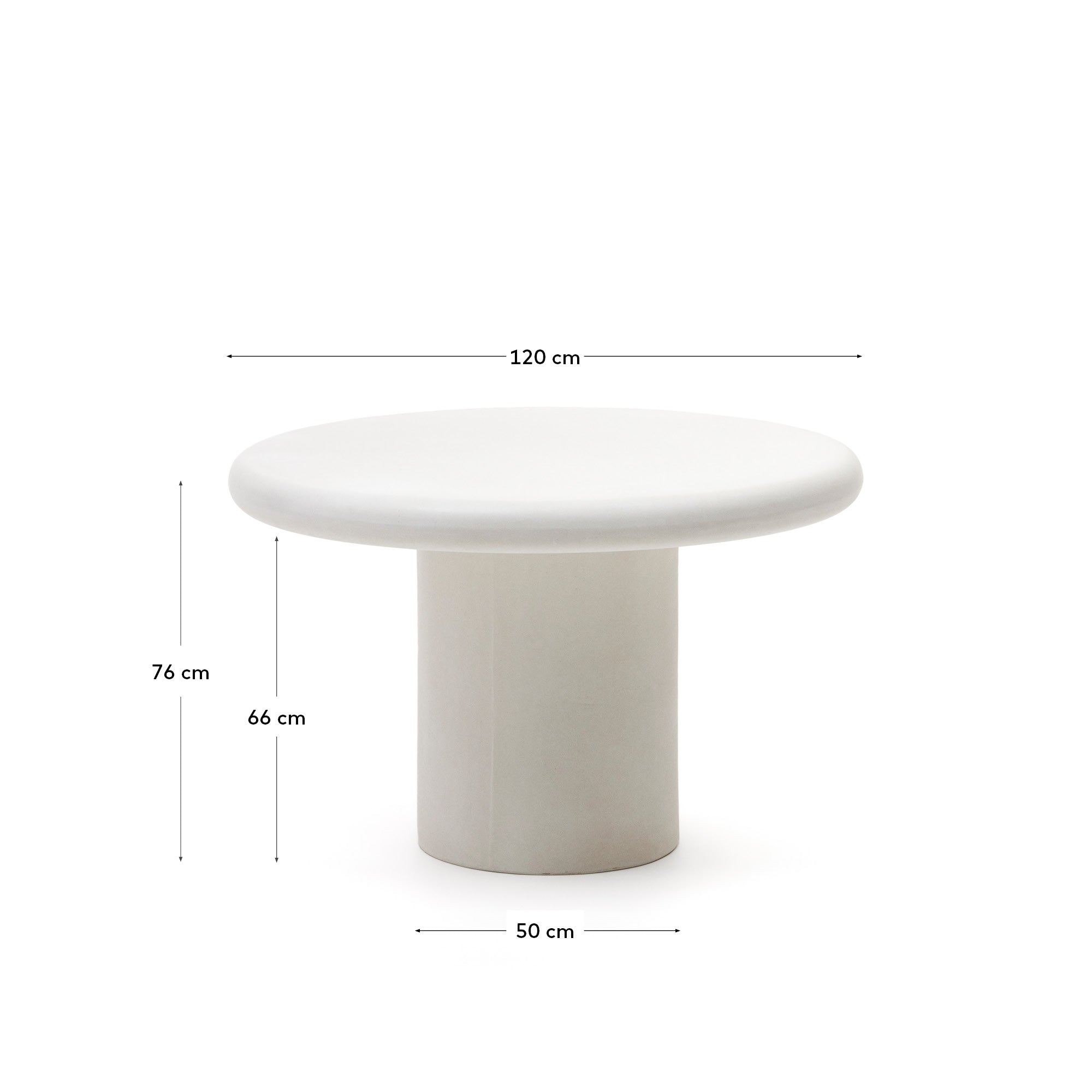 Addaia okrugli sto od belog cementa Ø120 cm
