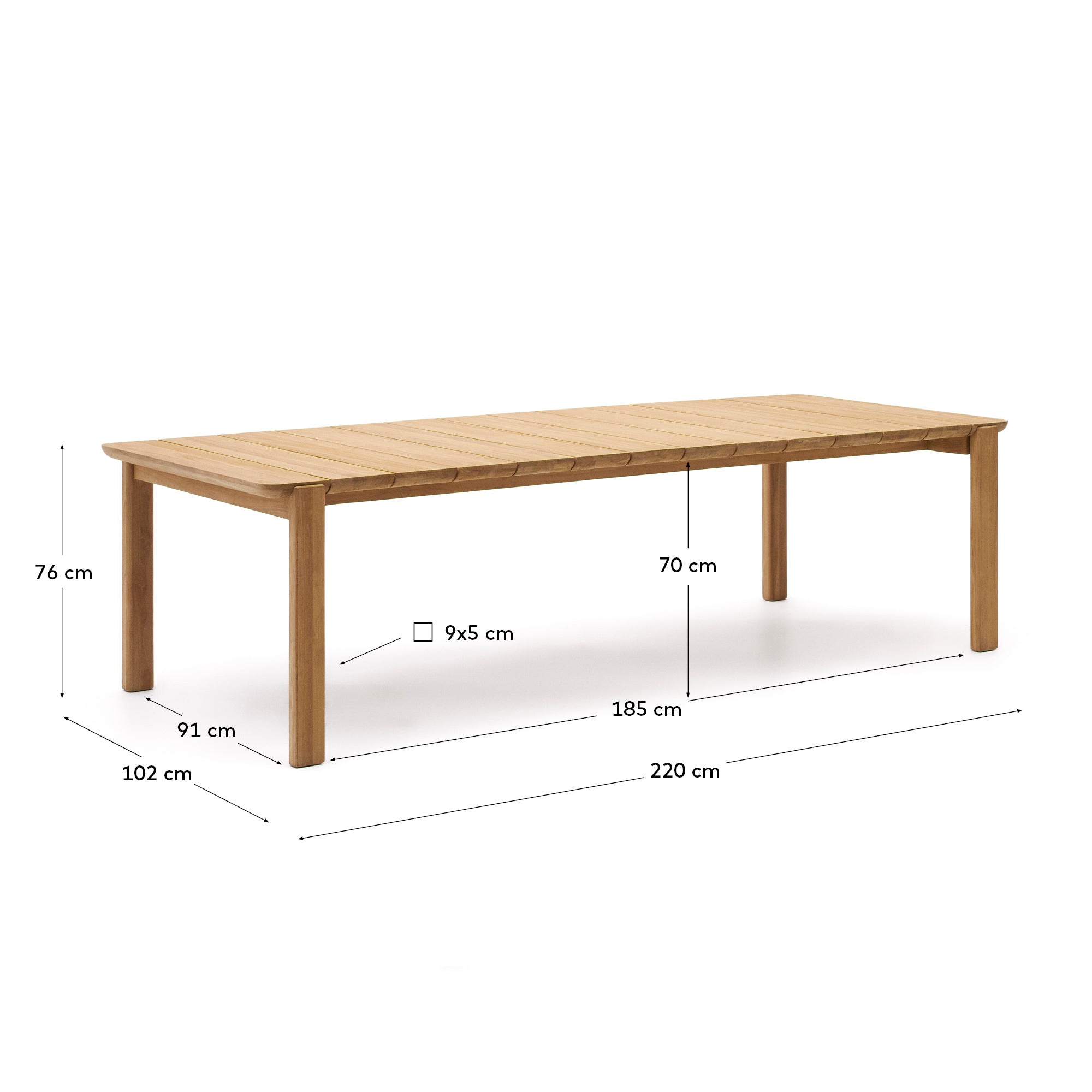 Icaro sto od masivnog drveta tika, 220 x 102 cm, FSC 100%
