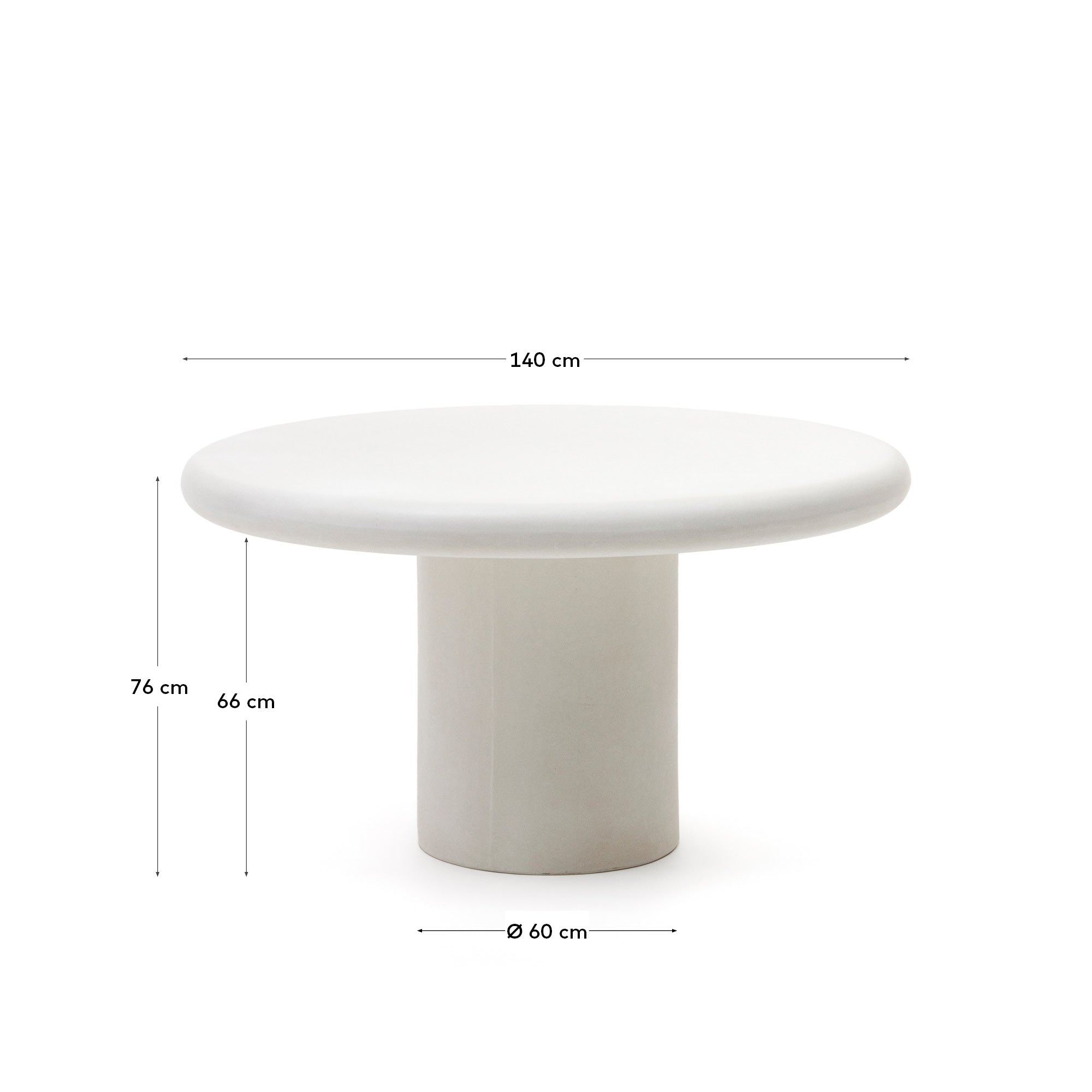 Addaia white cement, round table, Ø140 cm