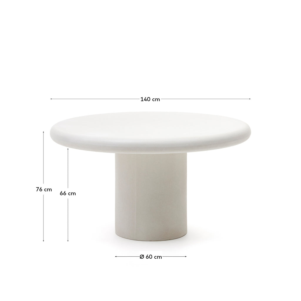 Addaia beli cement, okrugli sto, Ø140 cm