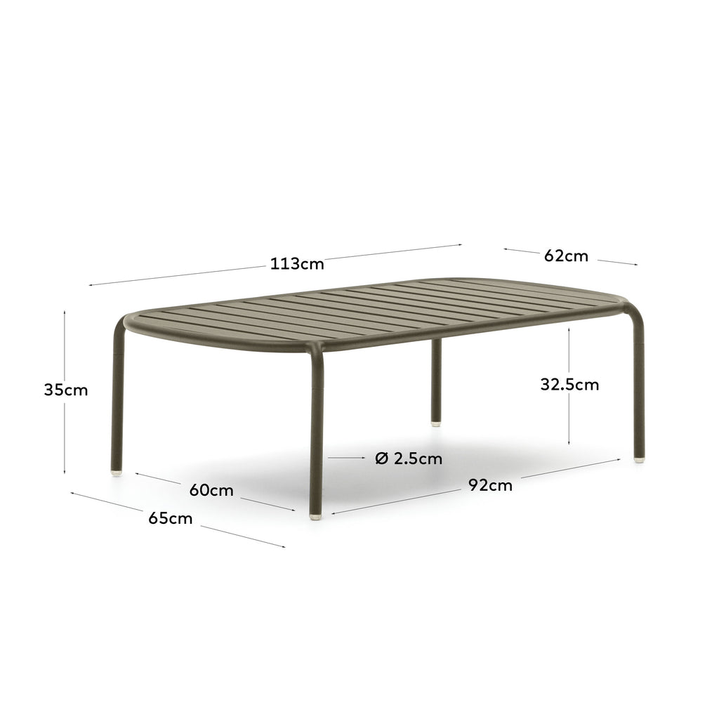 Joncols outdoor aluminium coffee table with powder coated green finish, Ø 110 x 62 cm