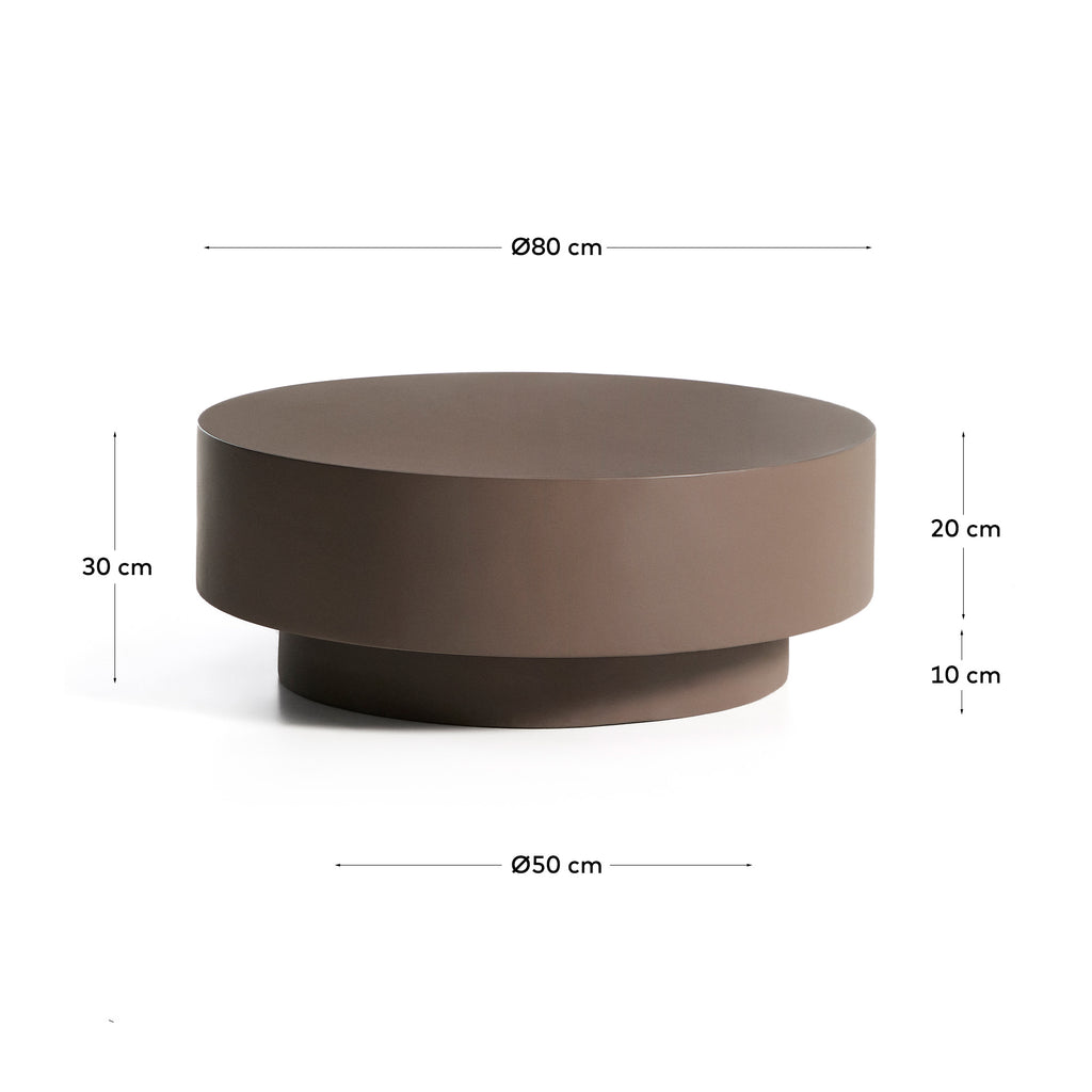 Round club table Garbet made of brown cement Ø 80 cm