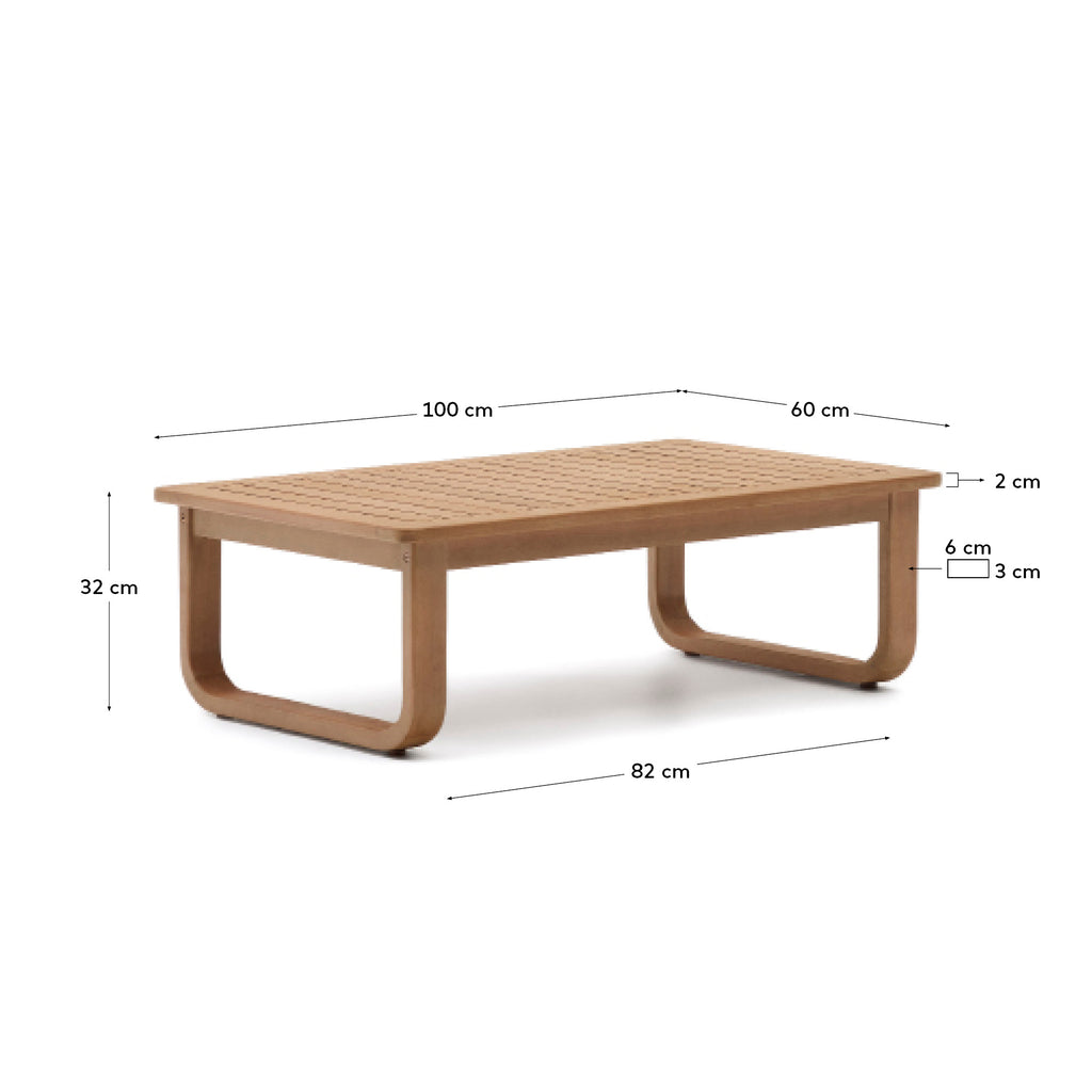 Sacaleta stočić za kafu od punog drveta eukaliptusa, 100% pogodan za spoljašnju upotrebu 100 x 60 cm